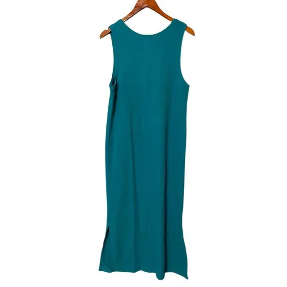 Claudia D Teal Sleeveless Maxi Dress With Button Detail Side Slits L - Picture 2 of 7